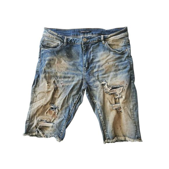 Embellish Men’s Biker Distressed Denim Short Size 36 - Picture 1 of 7